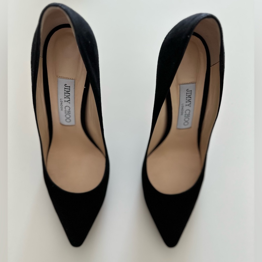 Authentic Jimmy Choo Black Suede Pointed-Toe Pumps Romy 85 – Like New! - Picture 7 of 11